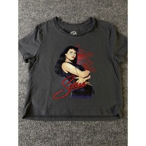 Selena Graphic Crop Top Shirt Women L Gray Official Merch Short‎ Sleeve Tee
